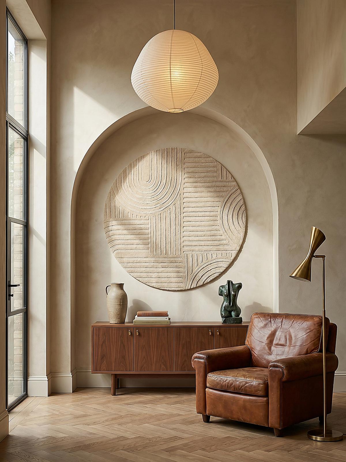 TEPPICH aus Wolle LEVEN in Natur, geometrisch, Ø 160 cm - Beige, Textil (160/160cm) - KADIMA DESIGN