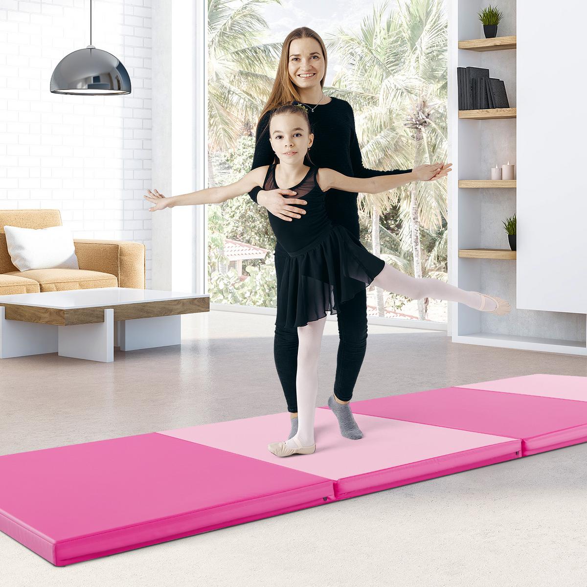 GYMNASTIKMATTE Rosenrot - Pink, Leder (300/117cm) - COSTWAY