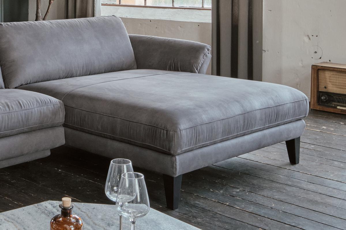 ECKSOFA MALTA Grau Webstoff - Schwarz/Grau, Buchenholz/Textil (302/175cm) - KAWOLA