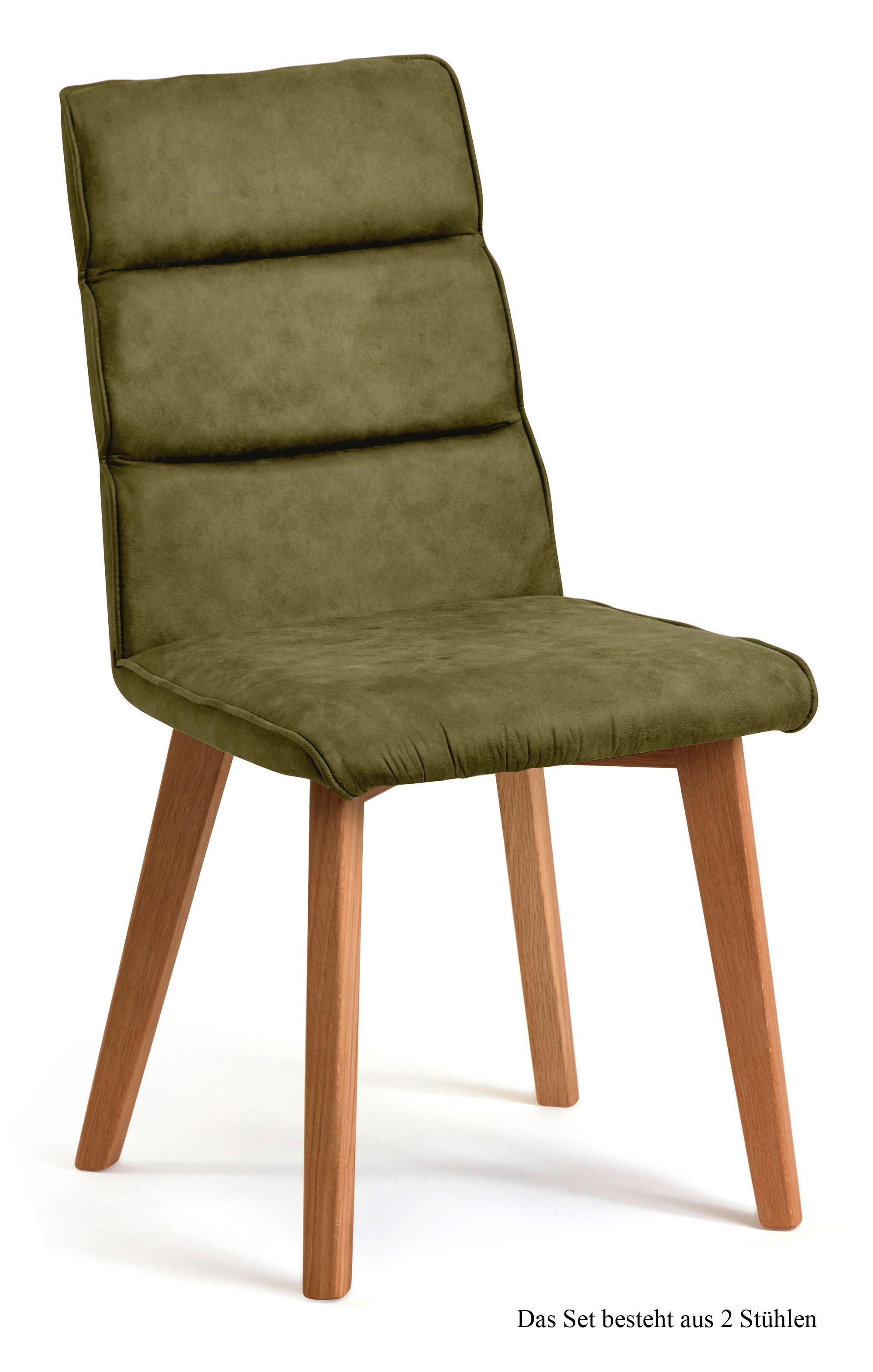 ESSZIMMERSTUHL (2er-Set) Darell 47x92x60 Eiche geölt/Olivgrün - Eichefarben/Olivgrün, Kunststoff (60/92/47cm) - 58aufmkessel