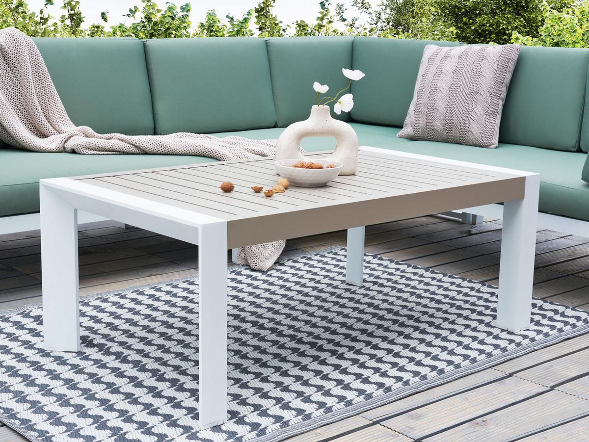 GARTENTISCH Beige Castella - Beige/Weiß, Metall (120/70/45cm) - Beliani