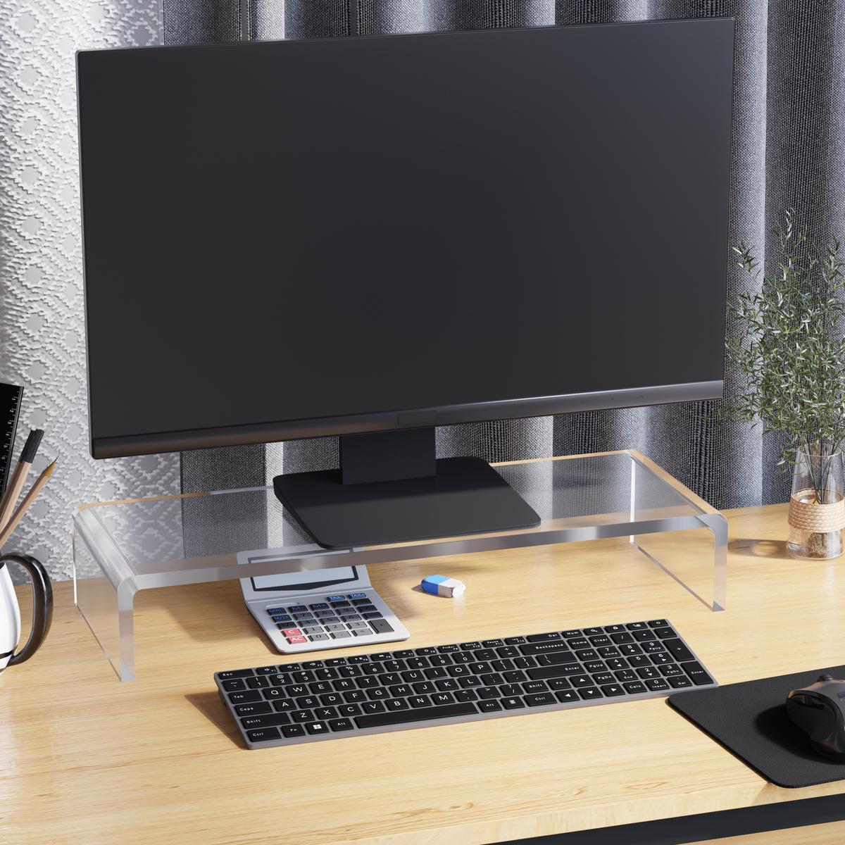 MONITORSTÄNDER - Transparent, Kunststoff (53/19/9cm) - HOMCOM