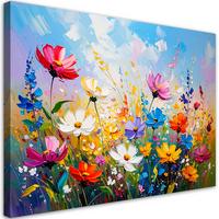 LEINWANDBILD Bunte Wildblumen 100x70cm - Multicolor, Textil (100/70cm) - Feeby