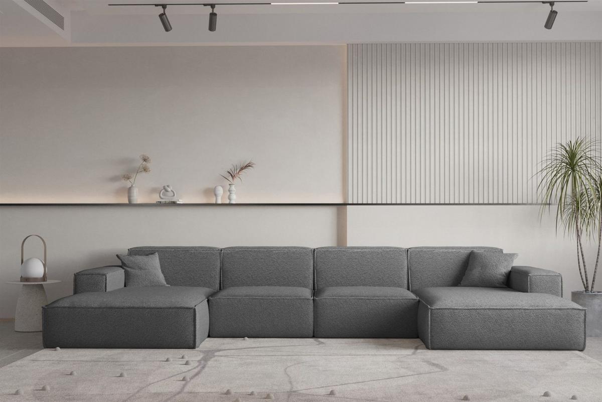 WOHNLANDSCHAFT Celes Premium Xs Bukla - Graphitfarben, Holzwerkstoff/Textil (342/73/165cm) - Fun Möbel