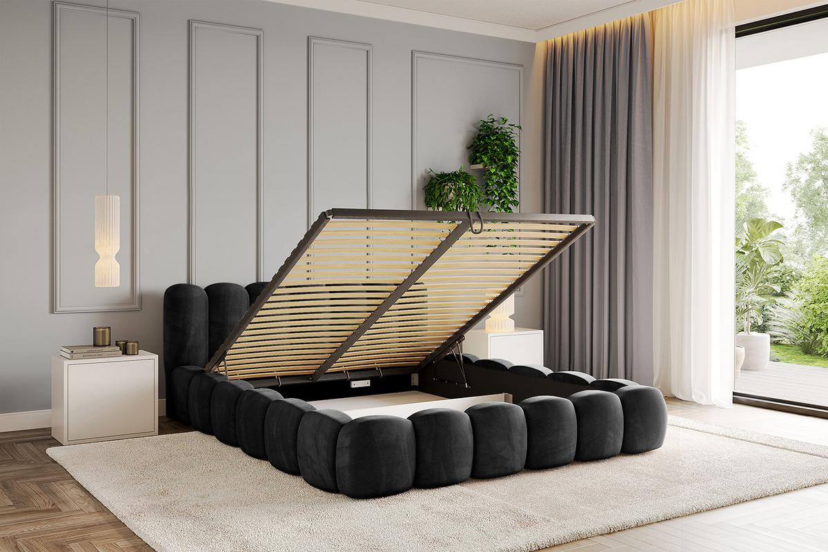 POLSTERBETT mit Bettkasten und Lattenrost, Boxbett ohne Matratze - SENA-v1 180x200 Schwarz - Schwarz, Holzwerkstoff/Textil (180/200cm) - ALTDECOR