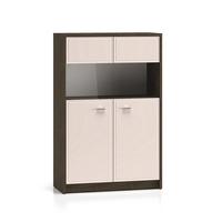 GESCHIRRSCHRANK Kaius Kaschmir und Dunkles Holz - Beige, Holzwerkstoff (91.6/140.5/40cm) - Petits-meubles