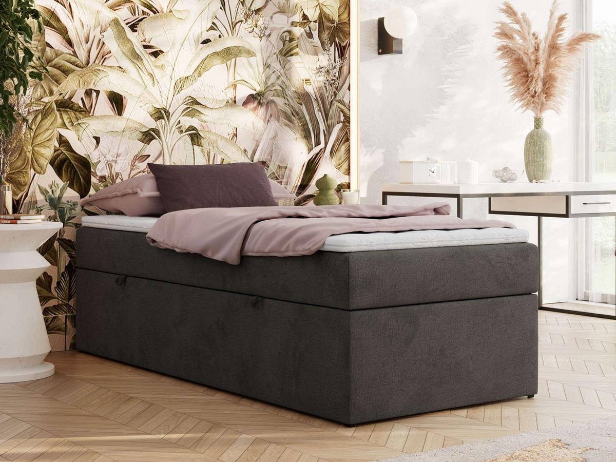 BOXBETT ZERO 90/200 - Dunkelgrau Kunstleder - H4 - Topper T25 - Dunkelgrau, Textil (90/200cm) - MKS