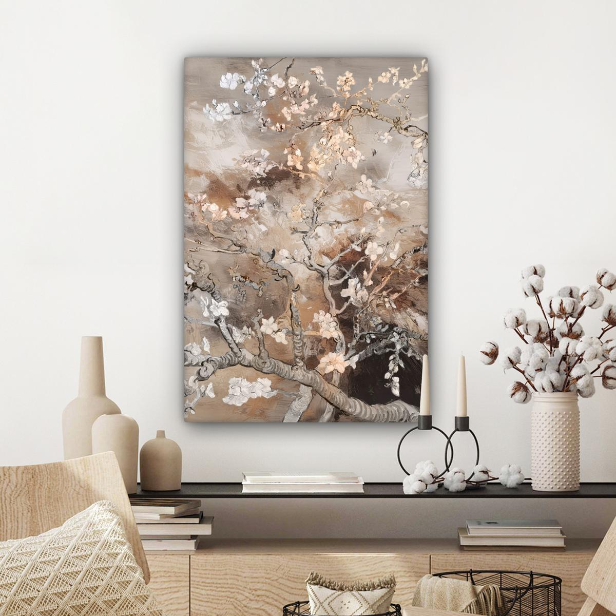 LEINWANDBILD Mandelblüte - Kunst - Van Gogh - Beige - Abstrakt Wanddeko 40x60 cm - Braun, Textil (40/60cm) - MuchoWow