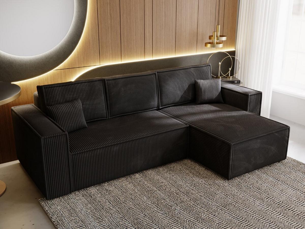 ECKSOFA Prato XL Schwarz - Schwarz, Holz/Kunststoff (280/170cm) - Graingold