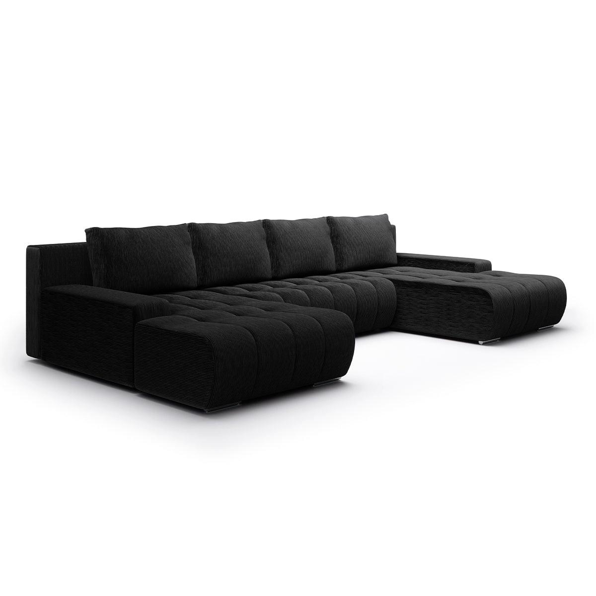 PANORAMASOFA Jonas 5 Sitzplätze Schwarz - Schwarz, Holz (350/85/185cm) - Petits-meubles