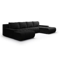 PANORAMASOFA Jonas 5 Sitzplätze Schwarz - Schwarz, Holz (350/85/185cm) - Petits-meubles