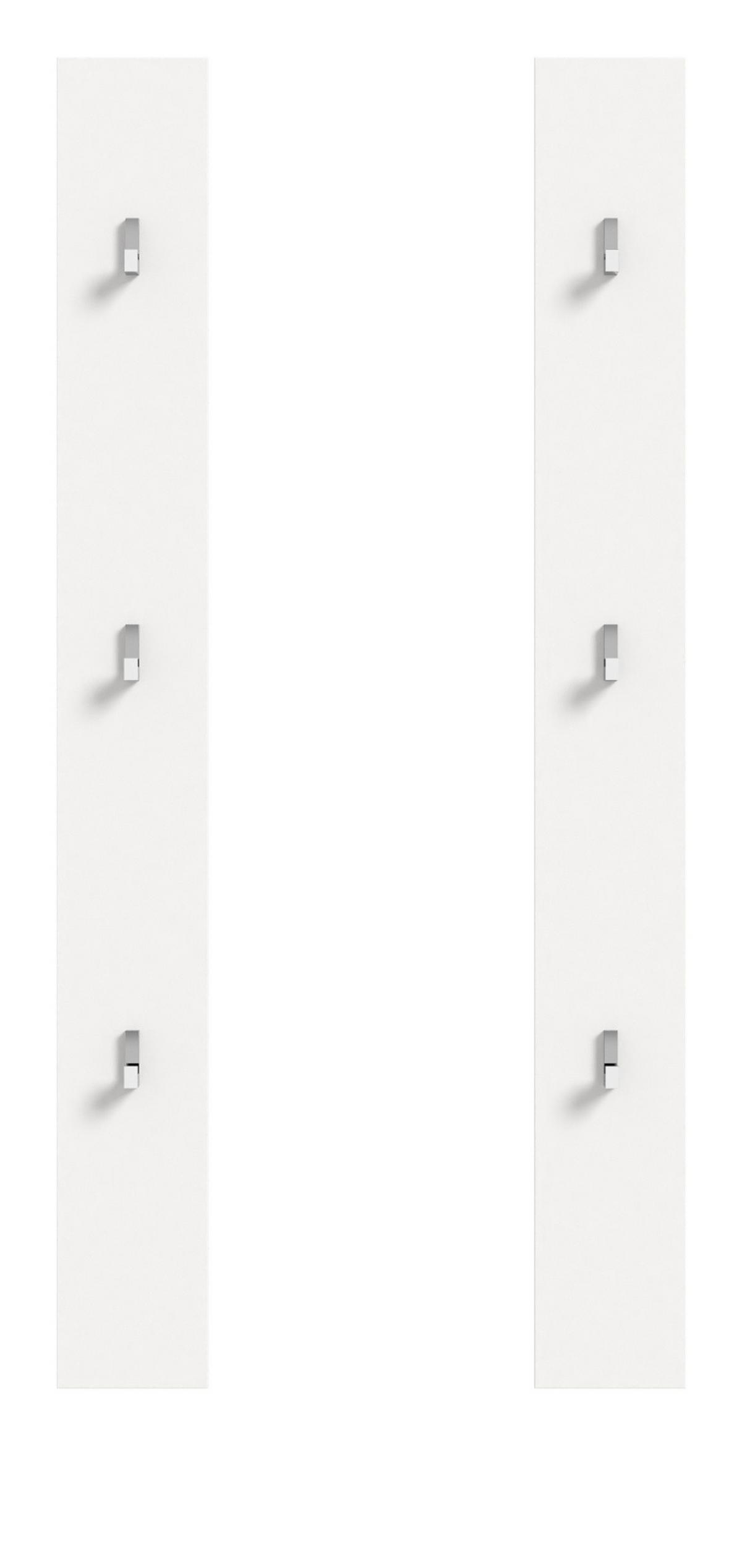 GARDEROBENPANEEL Set 2-teilig weiß 115 cm, Flurgarderobe mit Haken - Weiß, Holzwerkstoff/Metall (13/115/3cm) - Inn.Furn