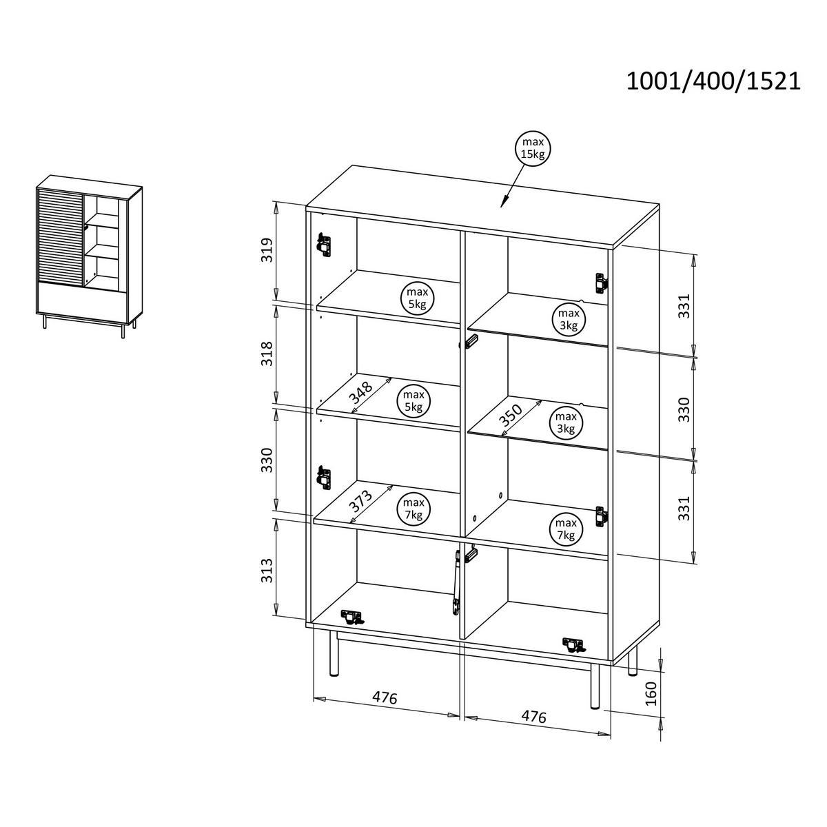 VITRINE Terra mit 3 Türen und LED-Beleuchtung, Kaschmir/geölte Eiche - Kaschmir, Holzwerkstoff/Metall (100/152/40cm) - Beautysofa