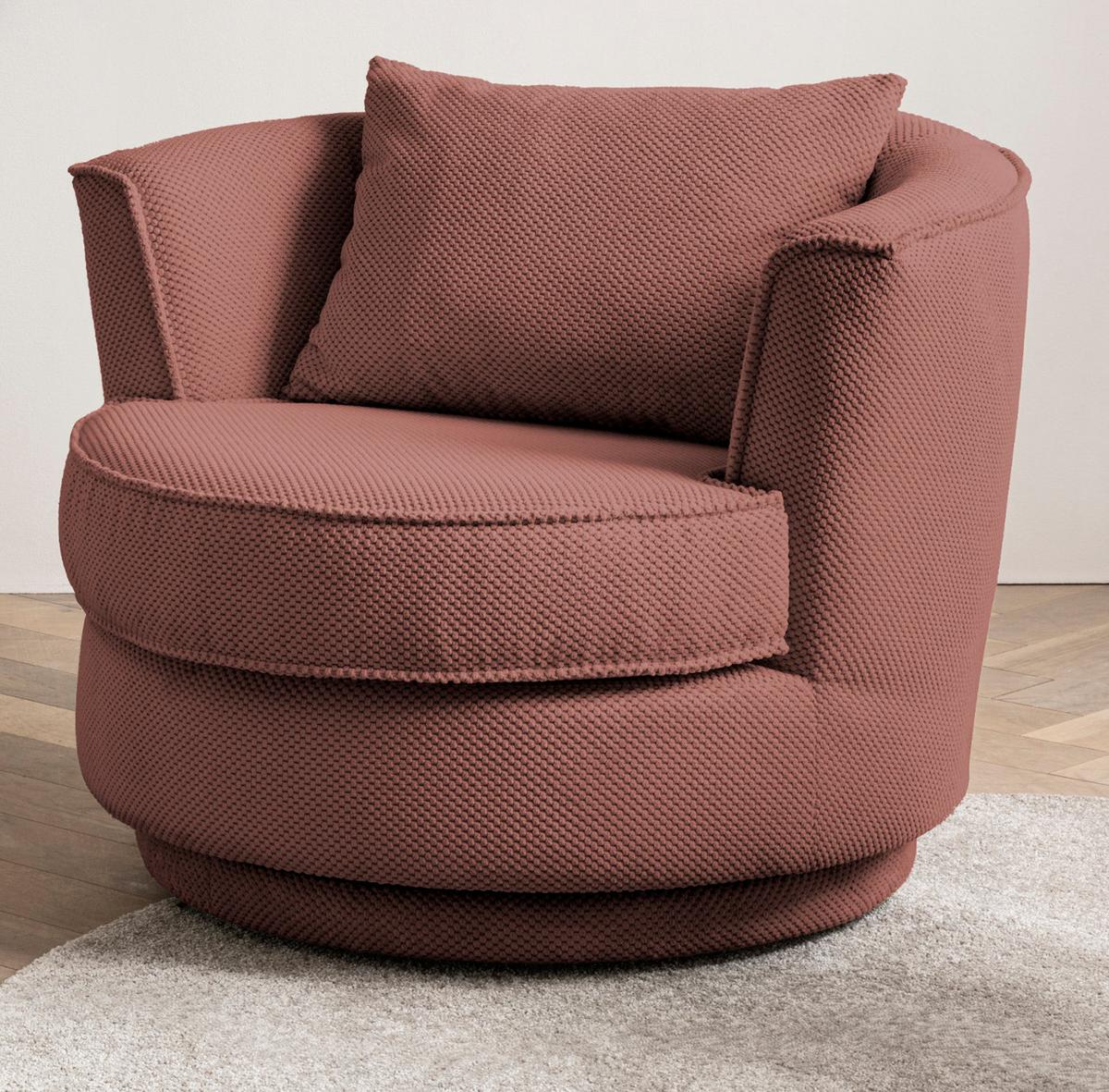 DREHSESSEL terracotta Web-Velours, Sessel 360° drehbar inklusive Kissen - Terracotta, Kunststoff/Textil (95/77/95cm)