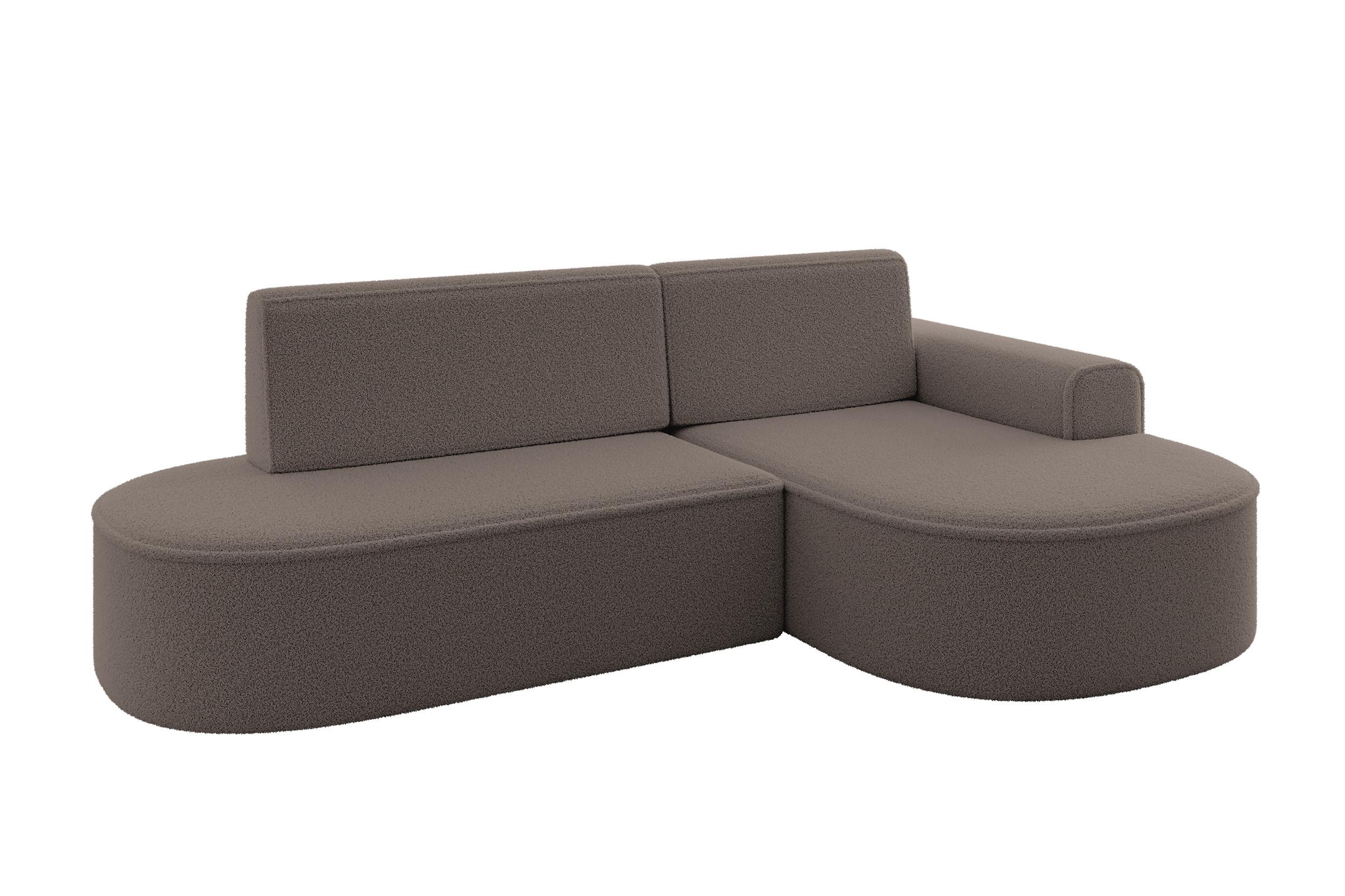 ECKSOFA mit Schlaffunktion und Bettkasten Ottomane Rechts MARI-L1-S - 283x167x73 cm Braun Bouclé - Schwarz/Braun, Holzwerkstoff/Kunststoff (167/283cm) - ALTDECOR