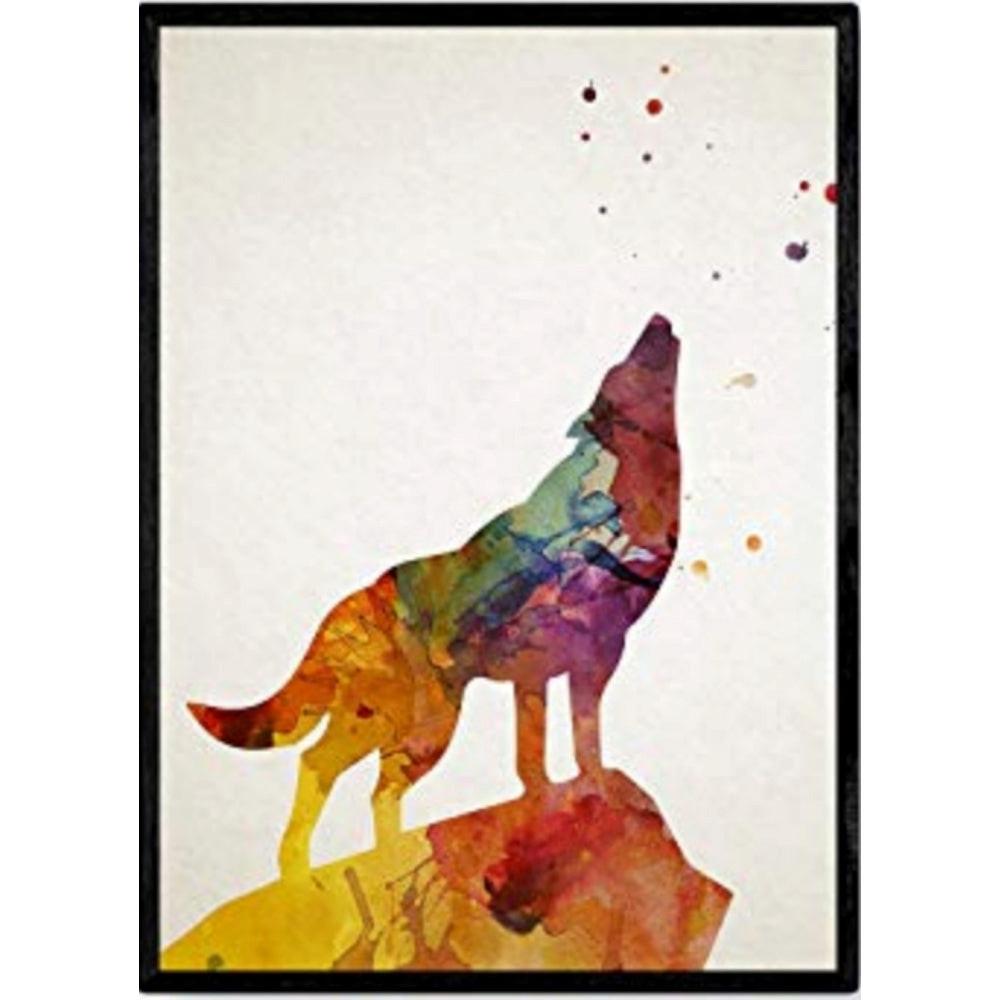 POSTER Leopard Aquarell-Stil A4 Schwarzer Rahmen - Schwarz, Papier (29.7/5/21cm) - Nacnic