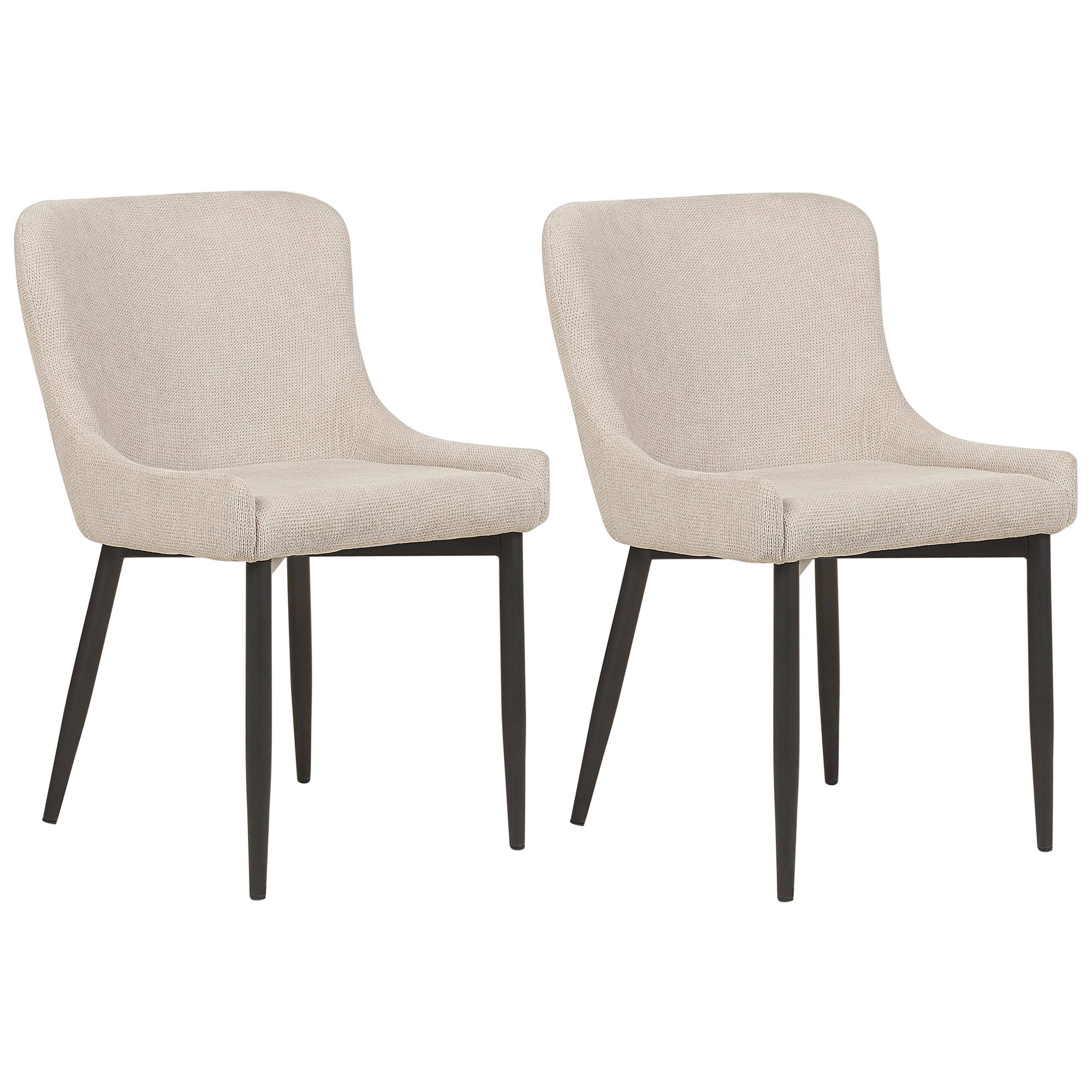 ESSZIMMERSTUHL 2er-Set hellbeige/schwarz Everly - Beige/Schwarz, Textil (52/82/62cm) - Beliani