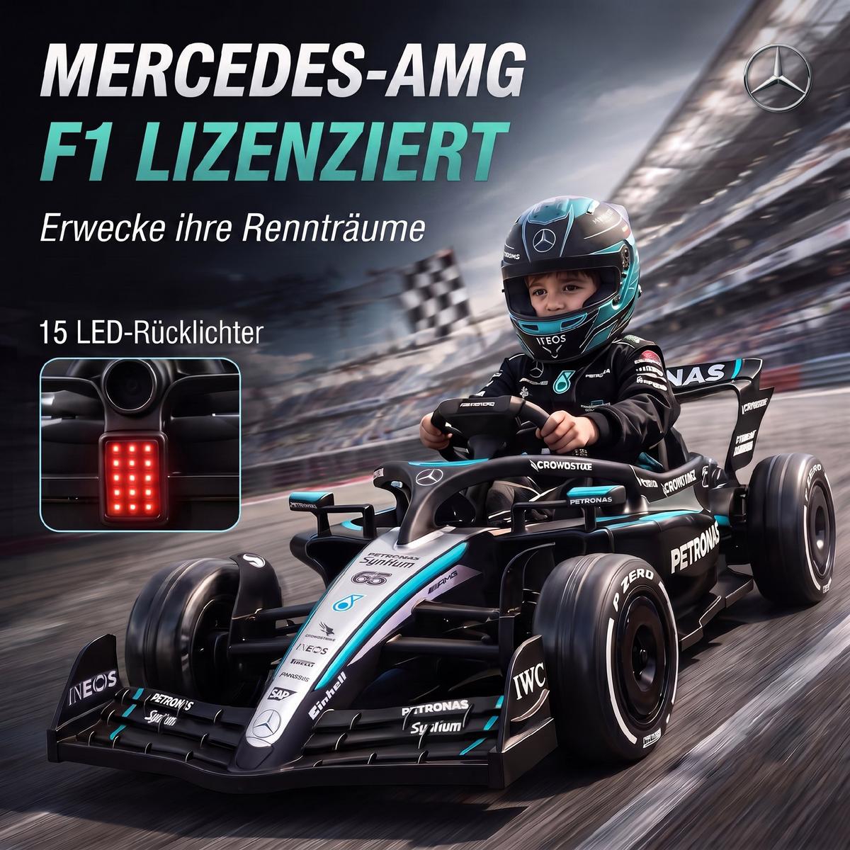ELEKTRO-GO-KART Kunststoff Schwarz - Schwarz, Kunststoff (123/66/39cm) - AIYAPLAY