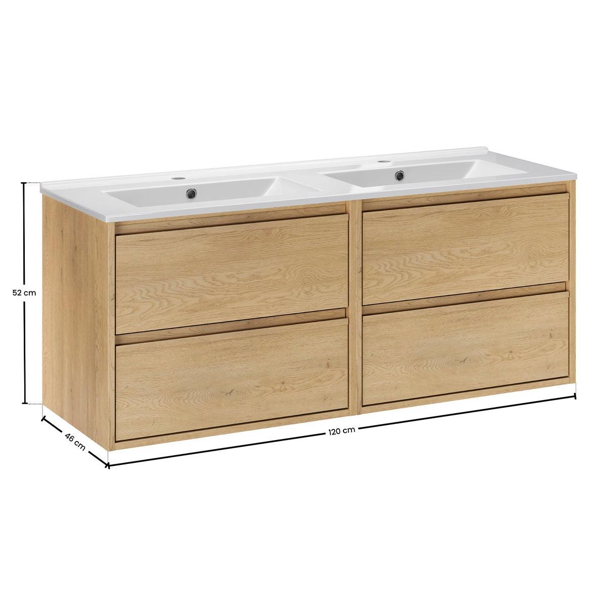 DOPPELWASCHTISCH 121cm Edmé Holz - Braun, Holzwerkstoff (121/52/46cm) - Petits-meubles