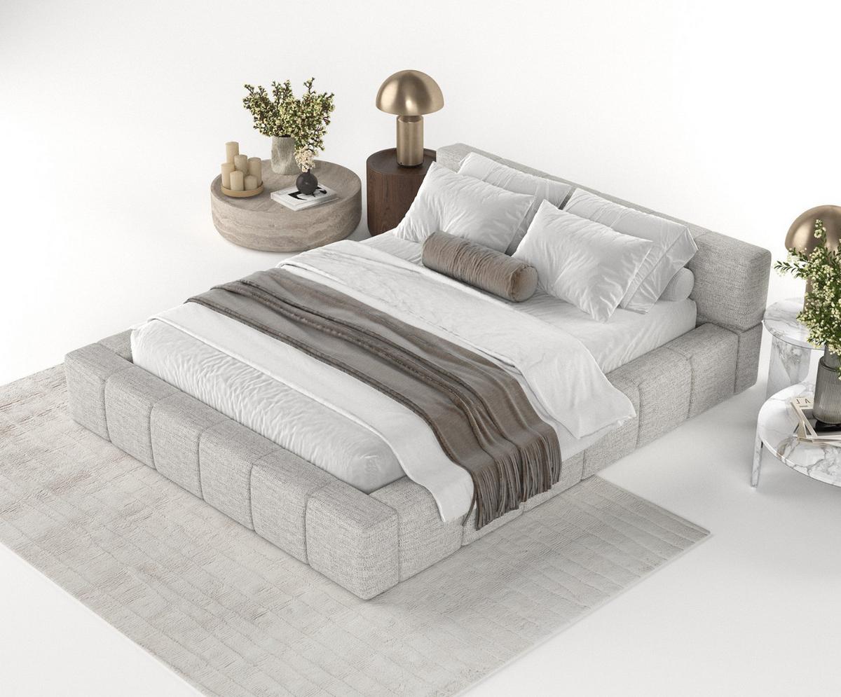 POLSTERBETT Milos mit Stauraum 160/200 cm Hellgrau im Modesto Stoff - Hellgrau/Schwarz, Holz/Holzwerkstoff (160/200cm) - AltaBeds