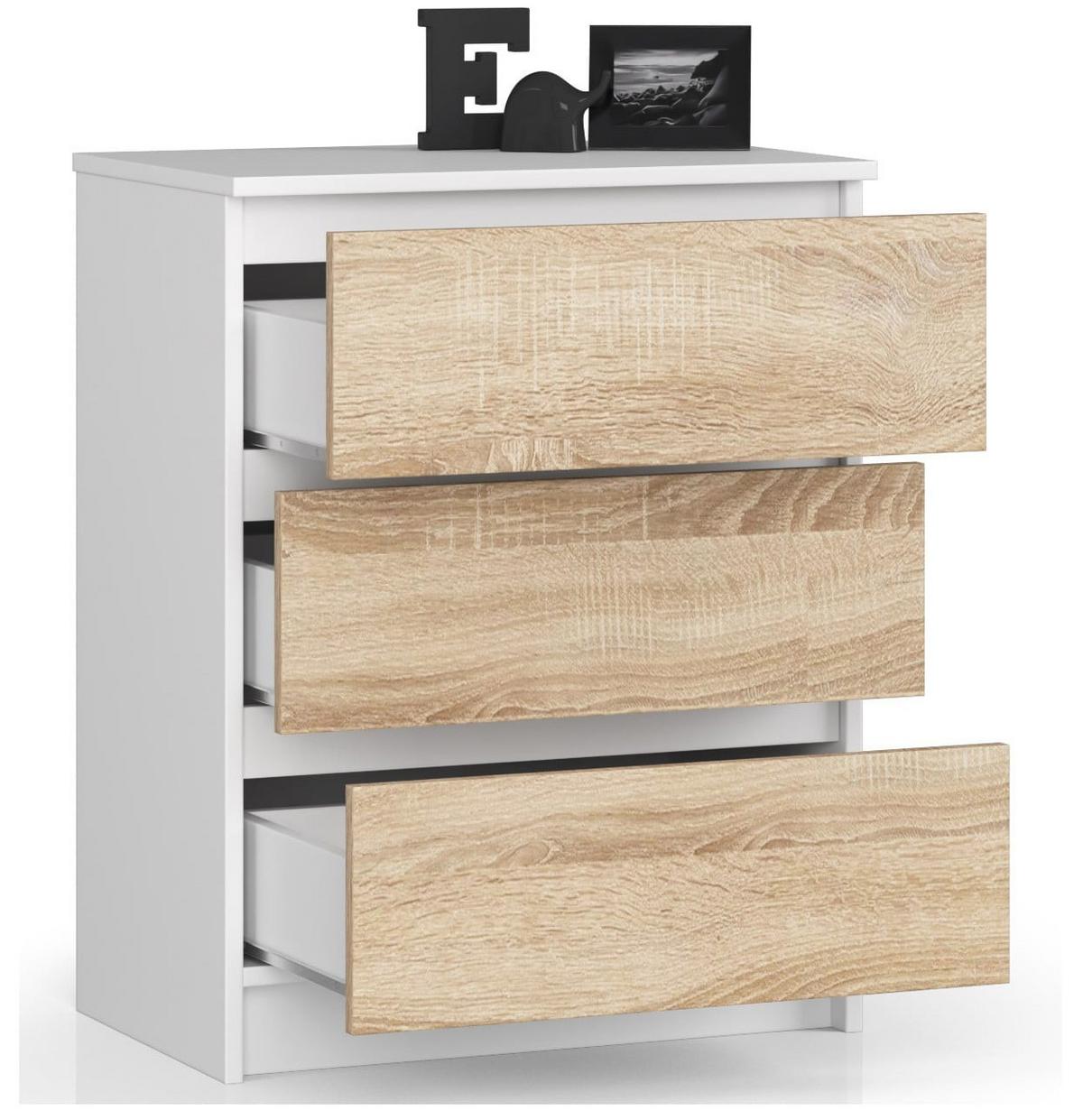 KOMMODE Weiß, Eiche Sonoma 77/60/40 - Weiß, Holzwerkstoff (60/77/40cm) - RAUMHIRSCH FURNITURE