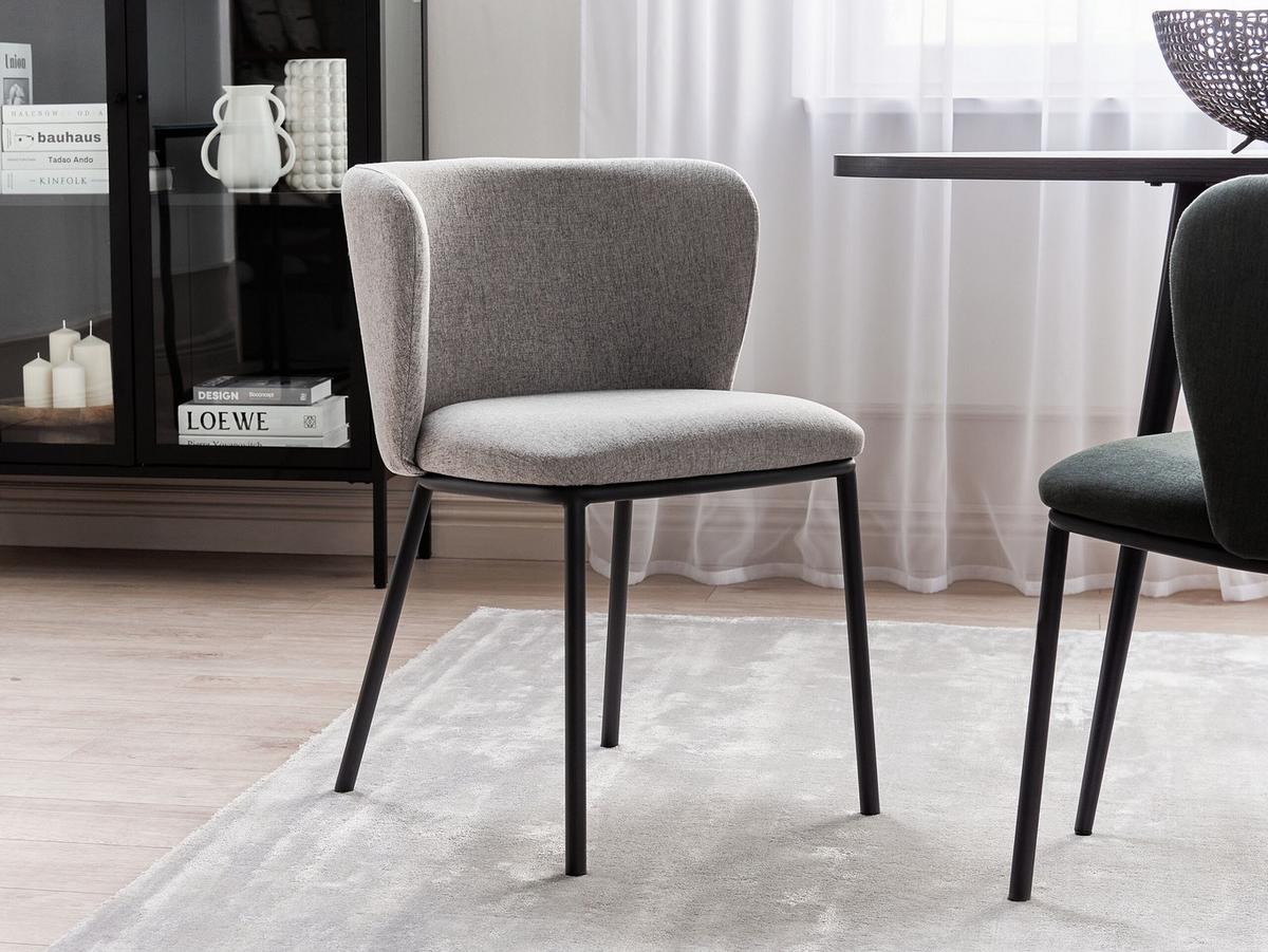 ESSZIMMERSTUHL 2er-Set Polsterbezug Grau Mina - Grau, Textil/Metall (45/75/52cm) - Beliani