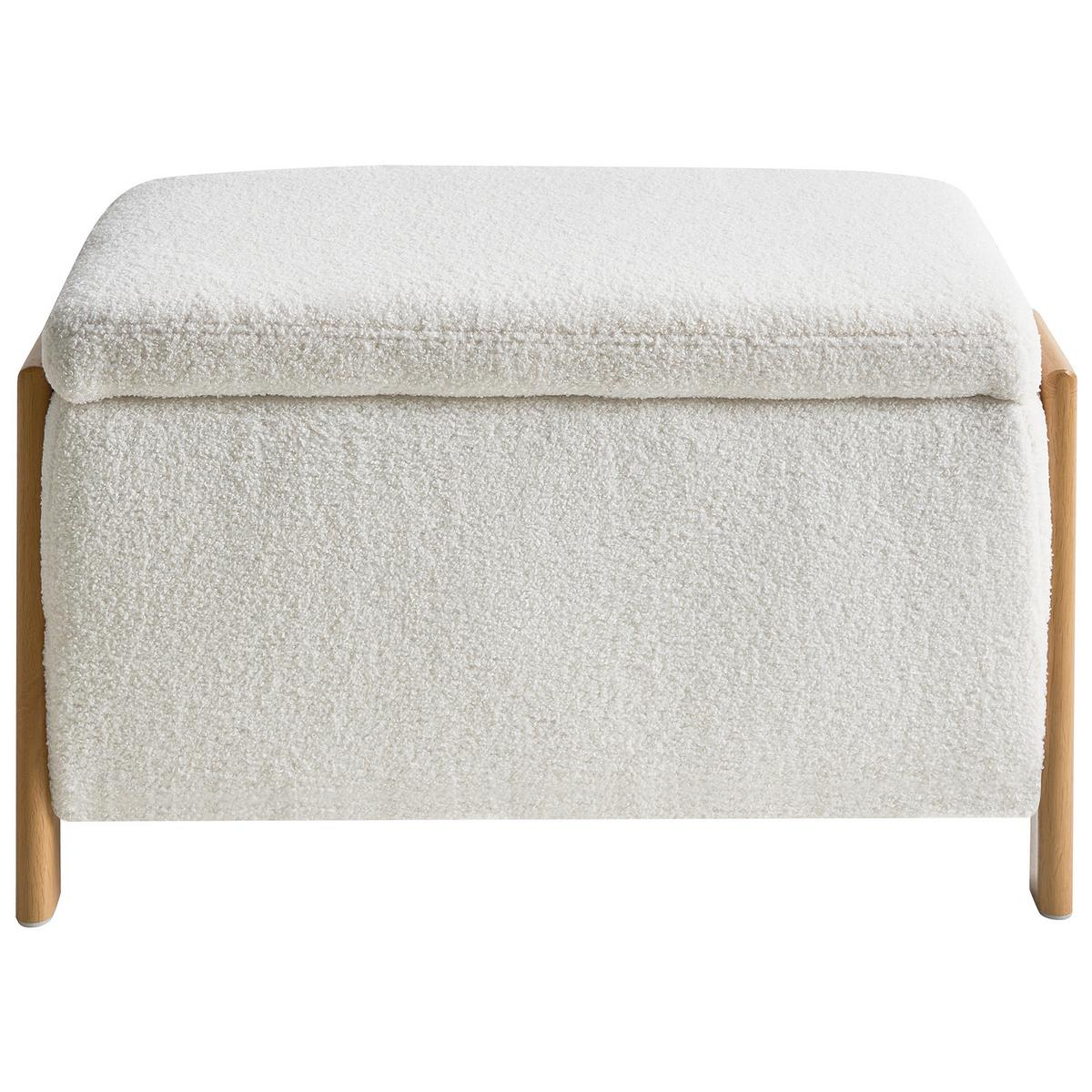 POLSTERBANK mit Stauraum Bouclé Weiß Edland - Weiß/Braun, Textil/Metall (75/44/43cm) - Beliani