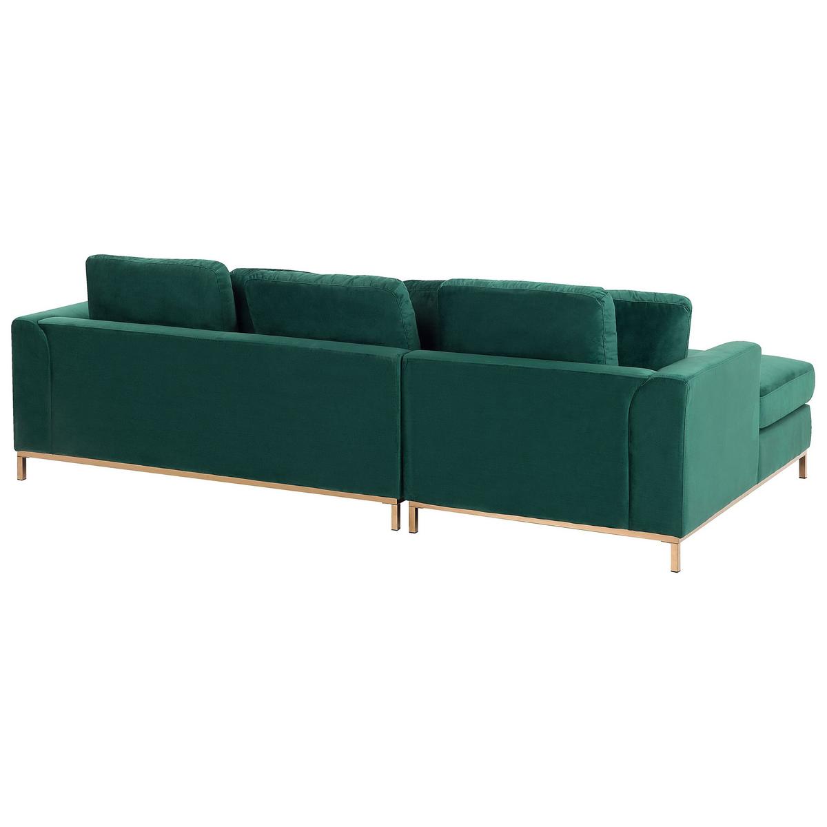 ECKSOFA Samtstoff Grün rechtsseitig Oslo - Dunkelgrün, Textil (270/151cm) - Beliani