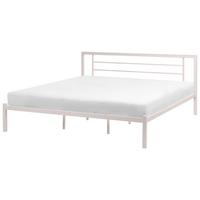 BETT mit Lattenrost 180/200 Stahl Hellbeige Cusset - Beige, Metall (180/200cm) - Beliani