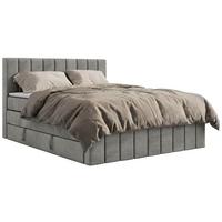 BOXSPRINGBETT ALVER KING DUO 180/200 - Hellgrau Velvet - H4 - Hellgrau, Textil (180/200cm) - MKS
