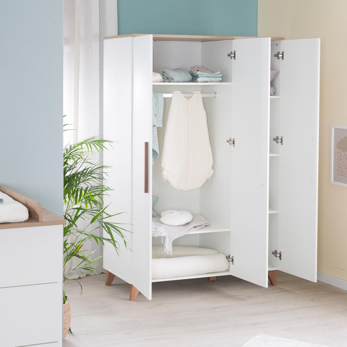 KLEIDERSCHRANK Ole - Weiß, Holzwerkstoff (118/190/52cm) - Roba