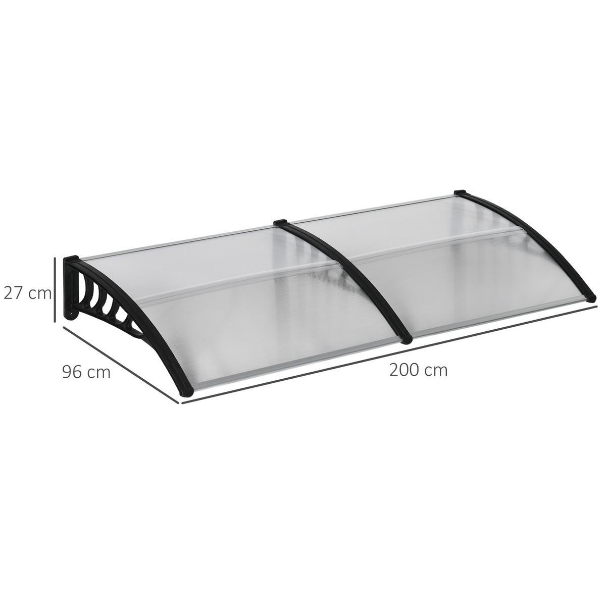 PULTVORDACH, Sonnenschutz und Regenschutz, 200 x 96 x 27 cm, Schwarz - Transparent, Kunststoff (200/27/96cm) - Outsunny
