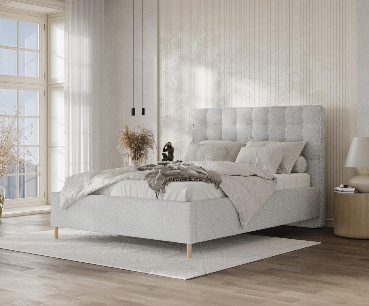 POLSTERBETT Paloma 160/200 cm Hellgrau im Riva Stoff - Hellgrau/Naturfarben, Holz/Holzwerkstoff (160/200cm) - AltaBeds