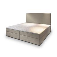 BOXBETT GIARRO 200x200 cm mit Matratze und Topper, H2+H3 - Beige - Beige, Holz (200/200cm) - MASSENO