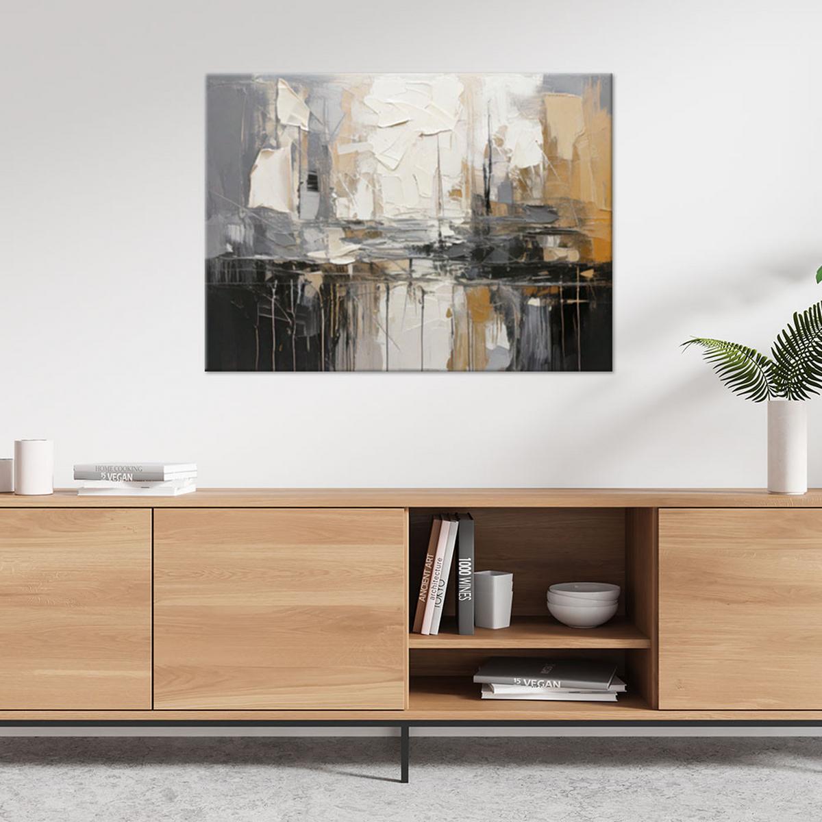 LEINWANDBILD Abstraktion 90x60cm - Grau, Textil (90/60cm) - Feeby