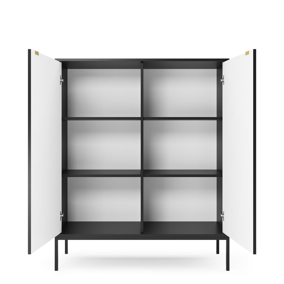 HIGHBOARD STELLARE 104/125/39 cm mit 2 Türen Schwarz - Schwarz, Holzwerkstoff (104/125/39cm) - MASSENO