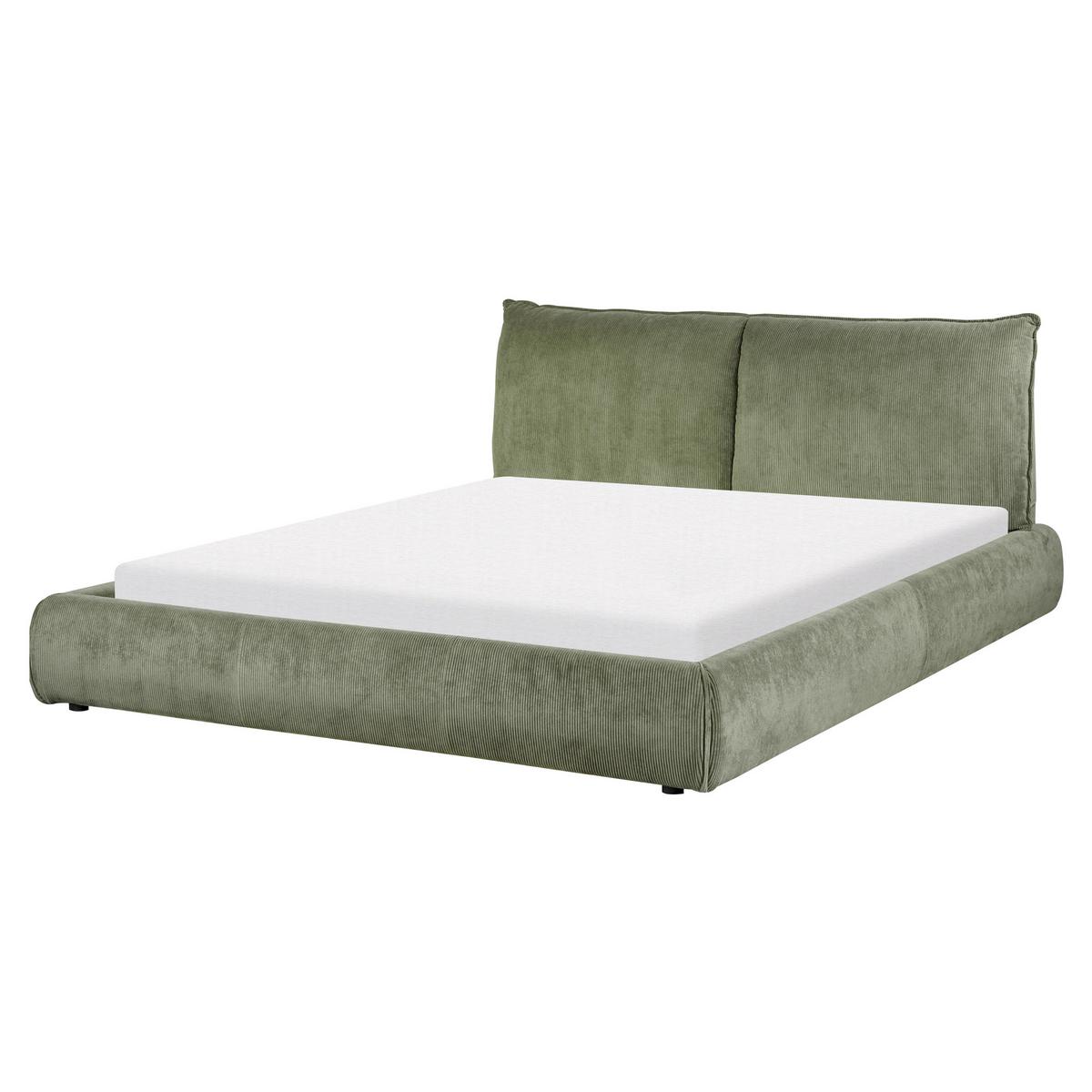 BETT mit Lattenrost Cord 160/200 cm Olivgrün Vinay - Grün, Textil (160/200cm) - Beliani