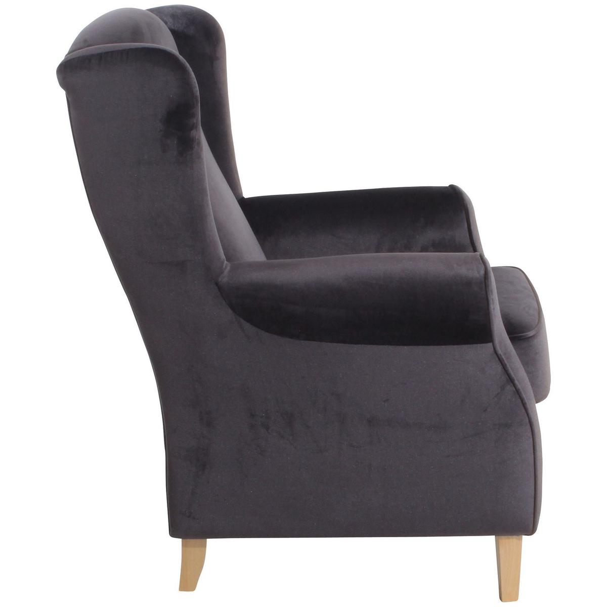 OHRENSESSEL Karlen Bezug Samtvelours Buche natur / anthrazit - Anthrazit, Kunststoff (86/103/77cm) - 58aufmkessel