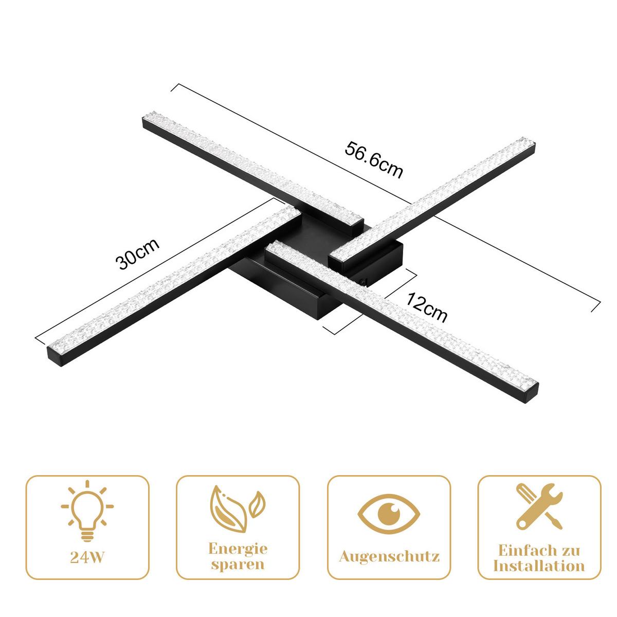 LED-DECKENLEUCHTE Dorthea 57/57/6 cm - Schwarz, Metall (57/57/6cm) - Nettlife