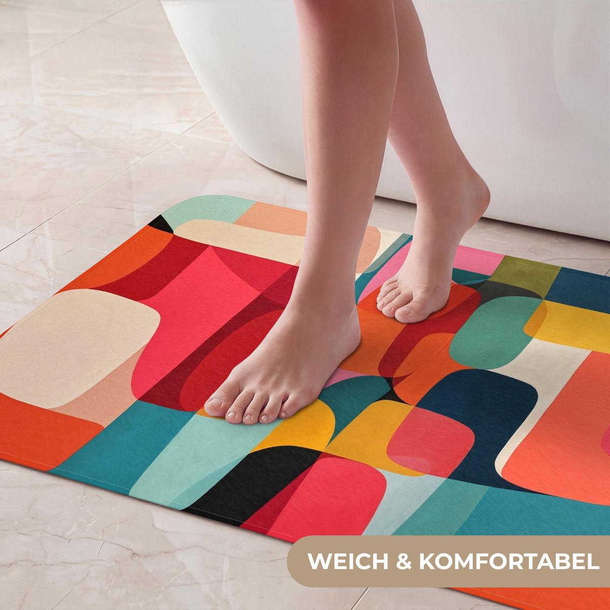 BADEMATTE Formen - Bunt - Abstrakt - Flugzeuge 80x50 cm - Multicolor, Textil (80/50cm) - OnlyWow