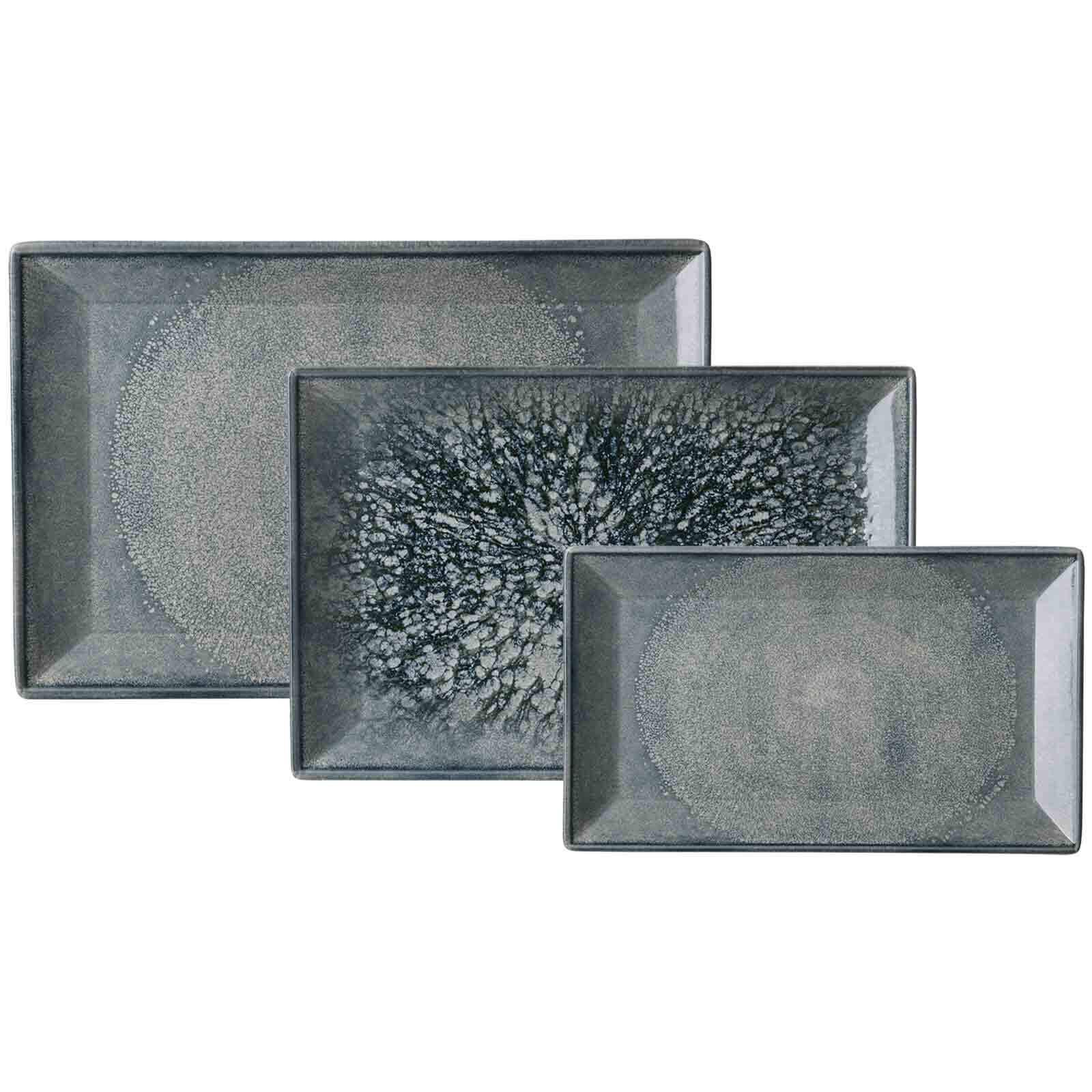 SERVIERPLATTEN-SET Grana grau 3-tlg. - Grau, Keramik (2/2/2cm) - Ritzenhoff Breker