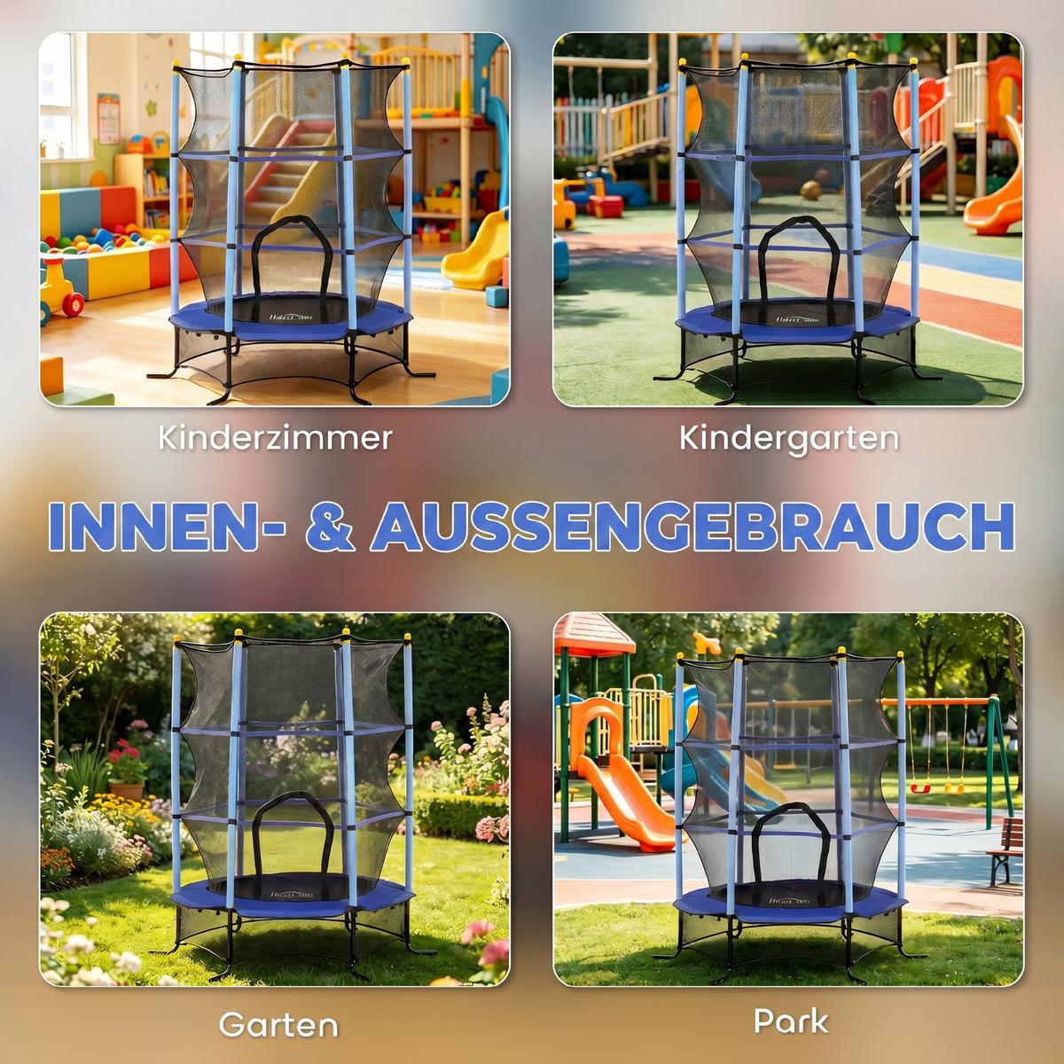 KINDERTRAMPOLIN - Blau, Kunststoff/Metall (163/163cm) - HOMCOM