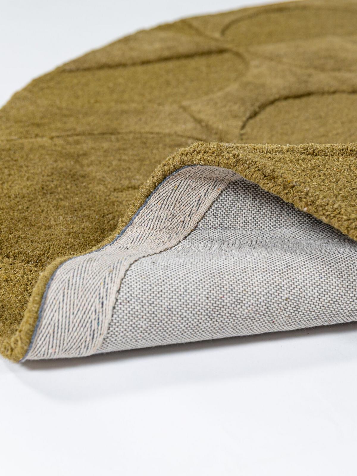 WOLLTEPPICH handgetuftet DEBEN, Kreis-Geometrie, Olivgrün, Ø 160 cm - Grün, Textil (160/160cm) - KADIMA DESIGN