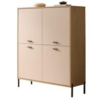 HIGHBOARD Kaschmir, Eiche 115 x 140 cm, Kommode mit Soft-Close - Kaschmir/Eichefarben, Holzwerkstoff/Metall (115/140/40cm) - Furn.Design