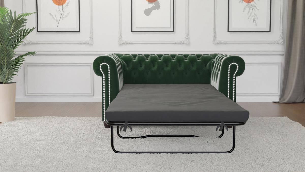 CHESTERFIELD-SOFA 2-sitzer mit Schlaffunktion Nyx Flasche grün Samt - Smaragdgrün/Braun, Holz/Textil (148/72/86cm) - S-Style Möbel
