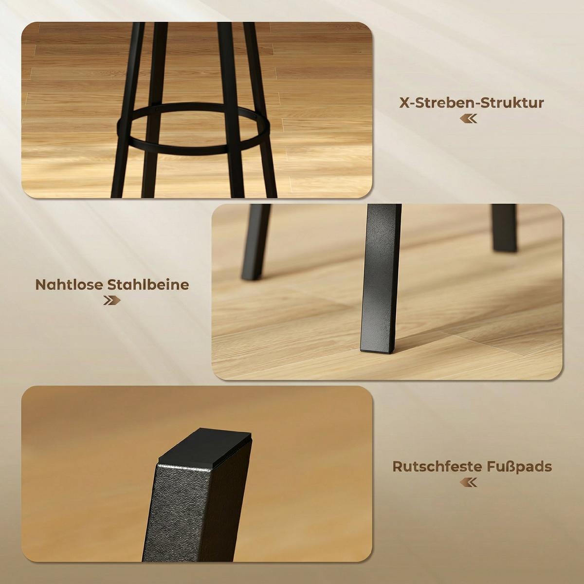 BARHOCKER 2er Set Spanplatte Metall Rustikal-Braun Schwarz - Schwarz/Braun, Kunststoff/Metall (36.5/99.5/41.6cm) - HOMCOM