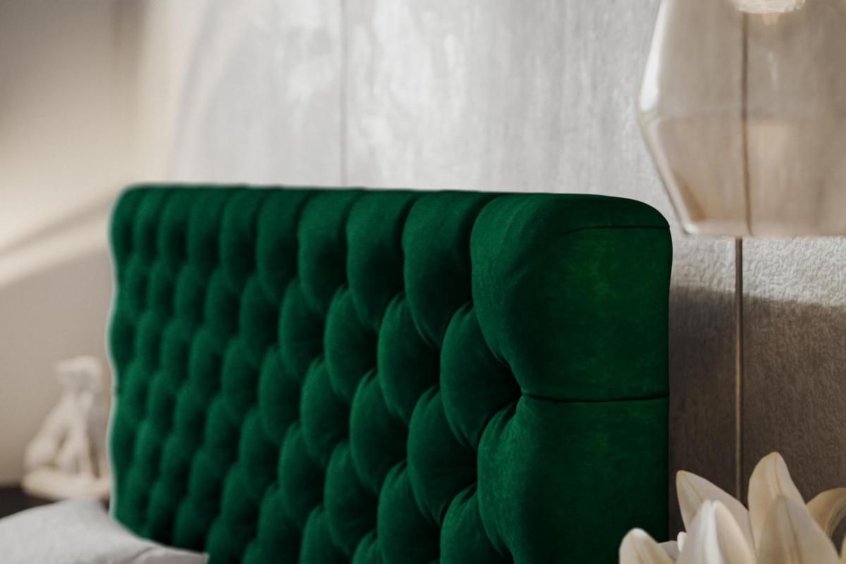 BETT 140x200 - Polsterbett mit Bettkasten und Metallrahmen - Elegant Betten - Glatter Kronos-Stoff - Kollektion Miami, Grün - Grün, Holz/Textil (140/200cm) - Alpi-Möbel