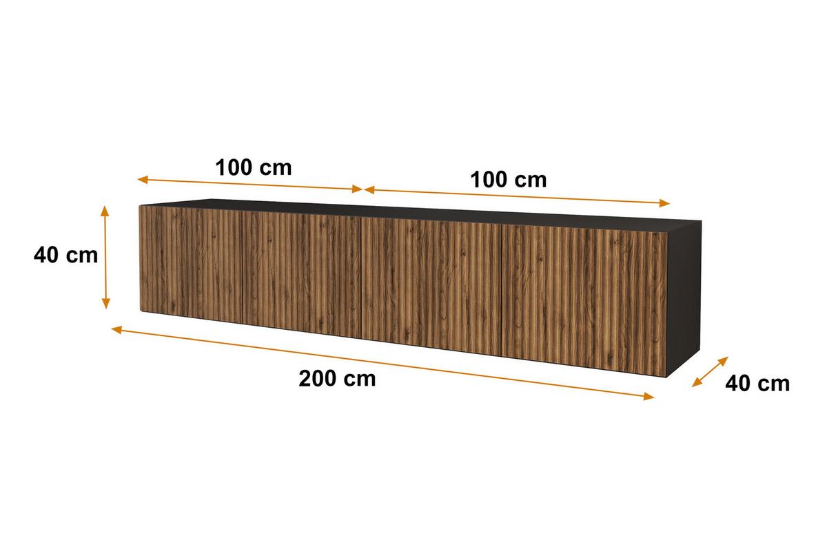 LOWBOARD NOA-2-W 2x100x40x40 cm - Schwarz / Katania - Eiche Wotan, Holzwerkstoff (200/40/40cm) - ALTDECOR