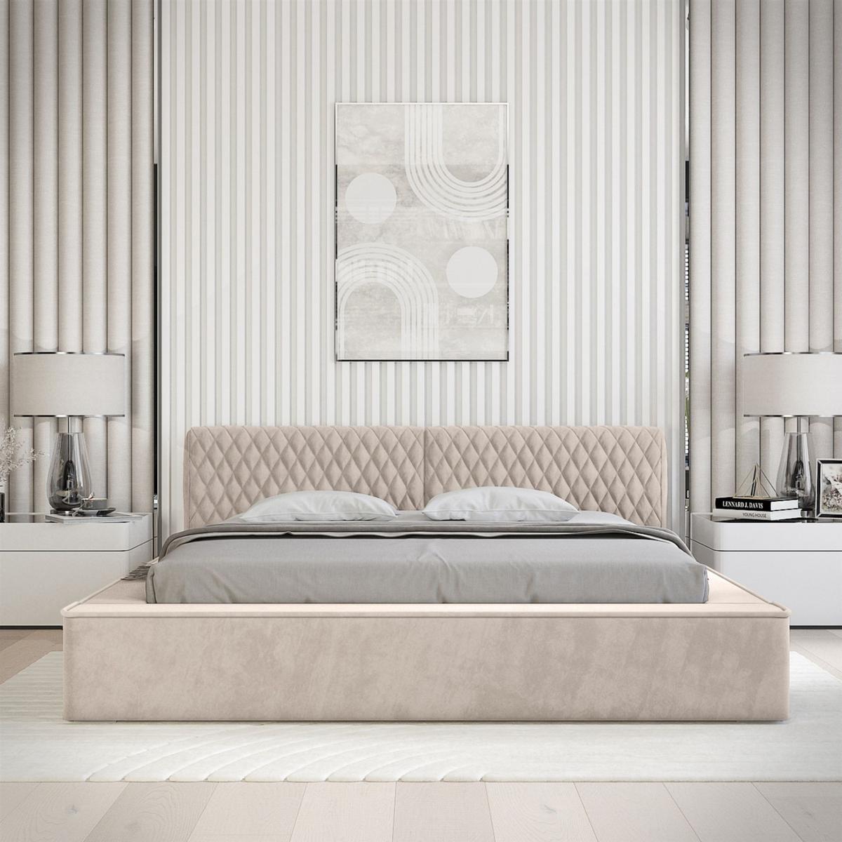 POLSTERBETT Norfolk In Ditra - Beige, Holzwerkstoff/Textil (160/200cm) - Fun Möbel