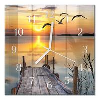 WANDUHR aus Glas 30x30 cm - Mostowe-See - Orange, Glas (30/30/0.4cm) - TULUP